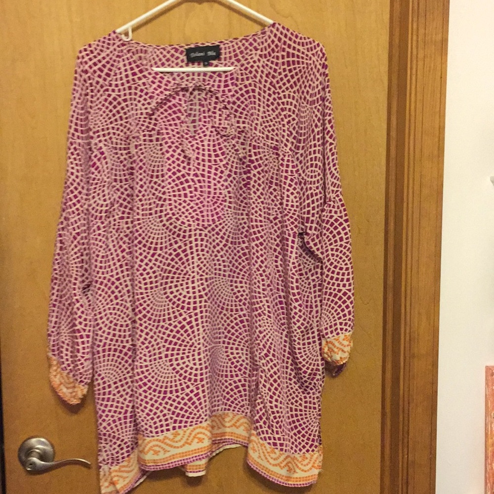 Wine White/Orange Tunic Top Worn Twice